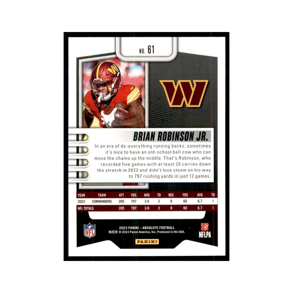 2023 Panini Absolute Brian Robinson Jr Commanders #61