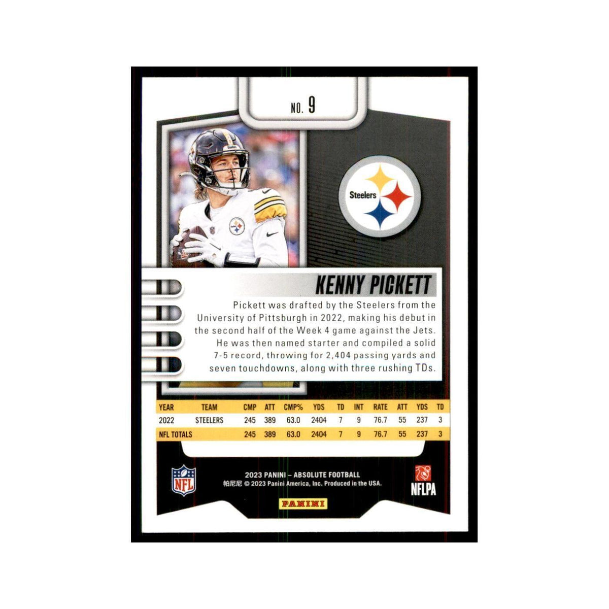 2023 Panini Absolute Kenny Pickett Steelers #9