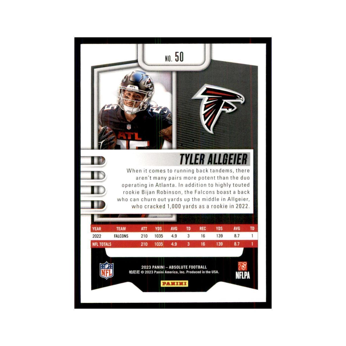 2023 Panini Absolute Tyler Allgeier Falcons #50