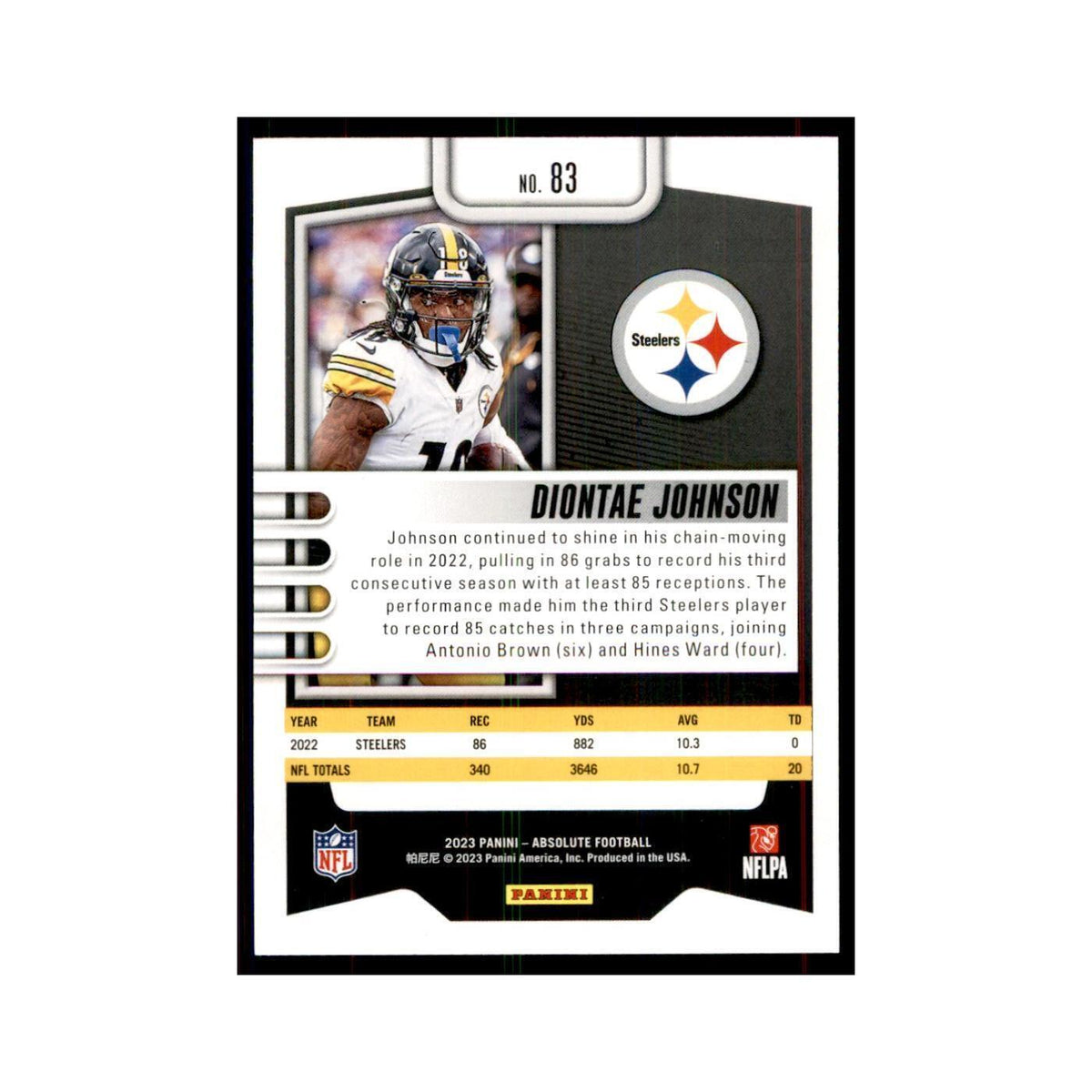 2023 Panini Absolute Diontae Johnson Steelers #83