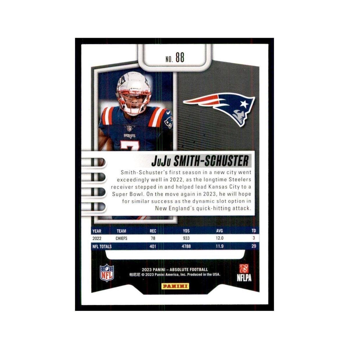 2023 Panini Absolute JuJu Smith-Schuster Patriots #88