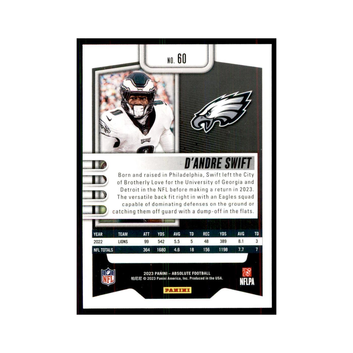2023 Panini Absolute D'Andre Swift Eagles #60