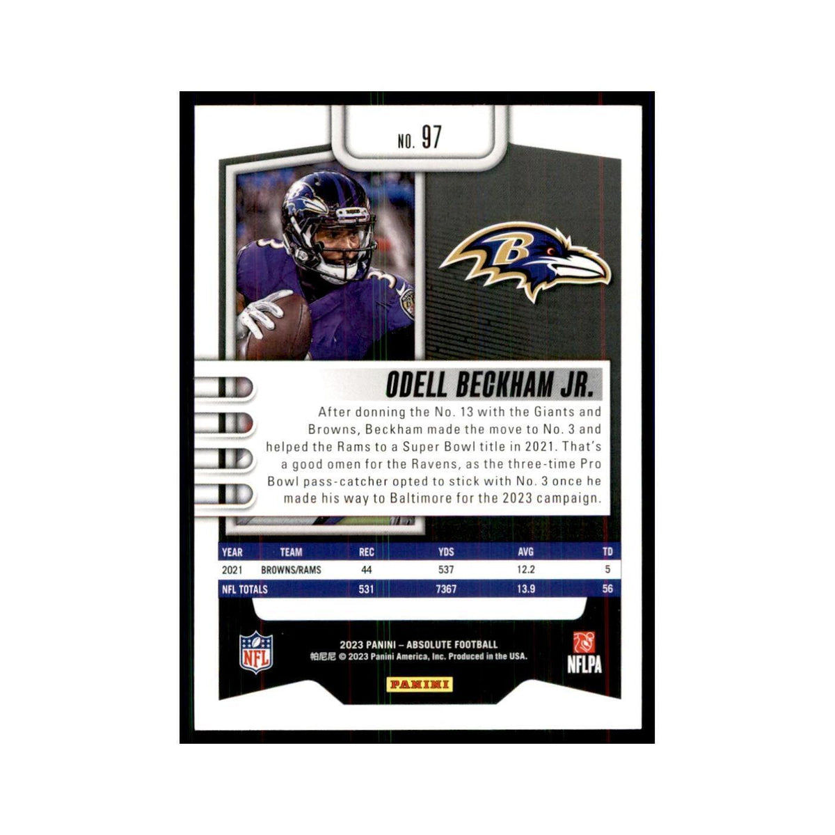 2023 Panini Absolute Odell Beckham Jr. Ravens #97