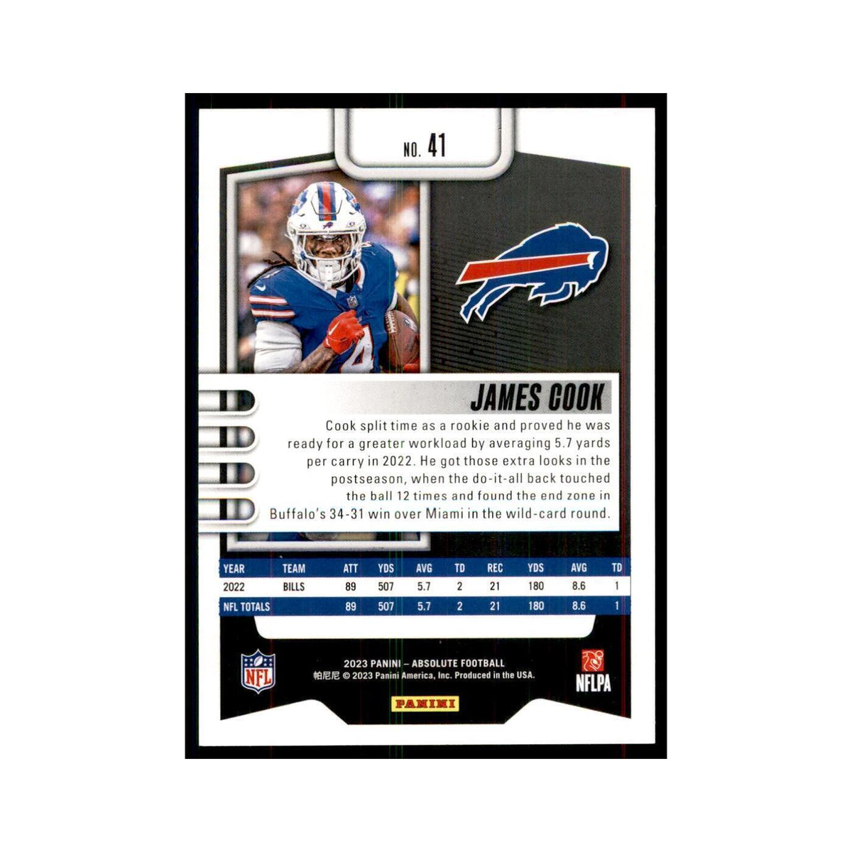 2023 Panini Absolute James Cook Bills #41