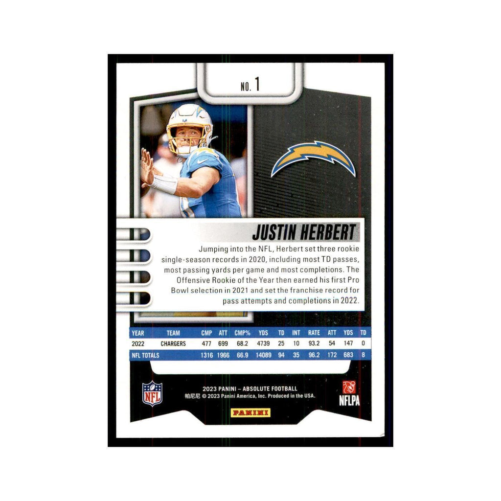 2023 Panini Absolute Justin Herbert Chargers #1