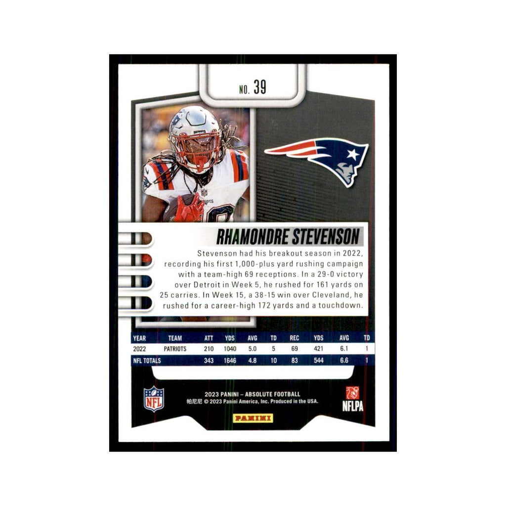 2023 Panini Absolute Rhamondre Stevenson Patriots #39