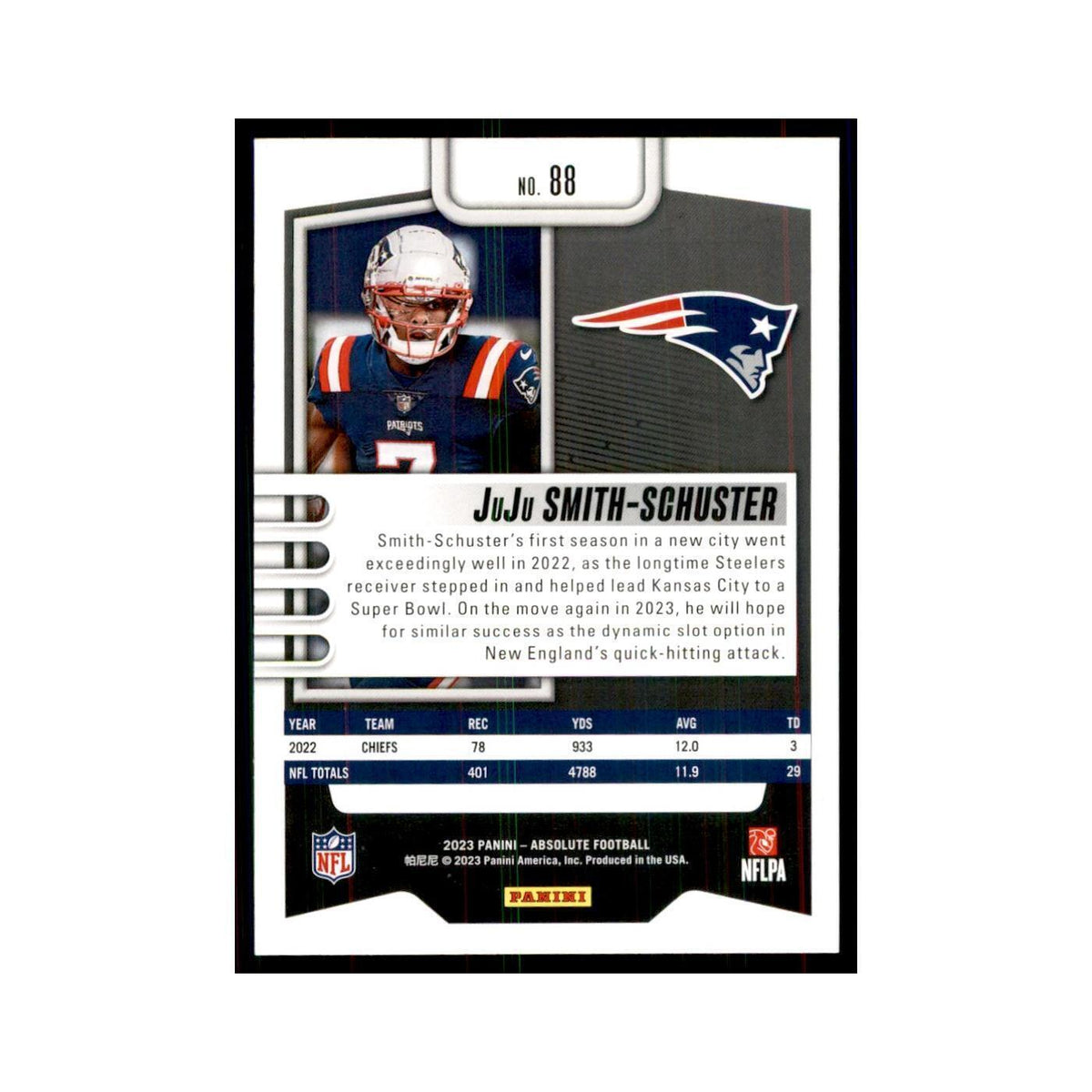 2023 Panini Absolute JuJu Smith-Schuster Patriots #88