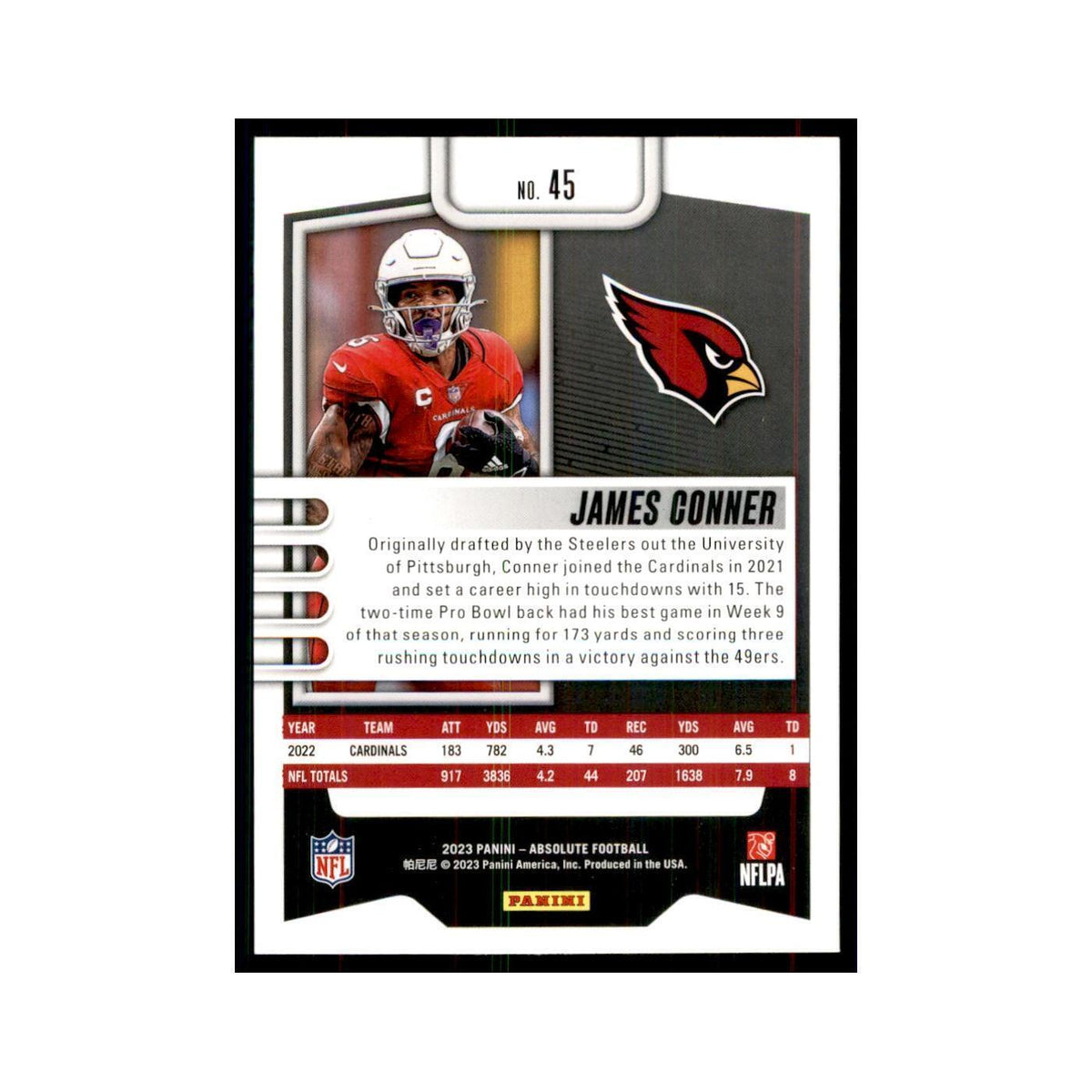 2023 Panini Absolute James Conner Cardinals #45