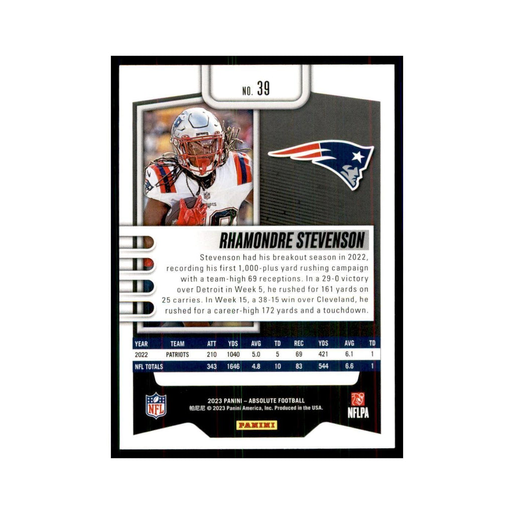 2023 Panini Absolute Rhamondre Stevenson Patriots #39