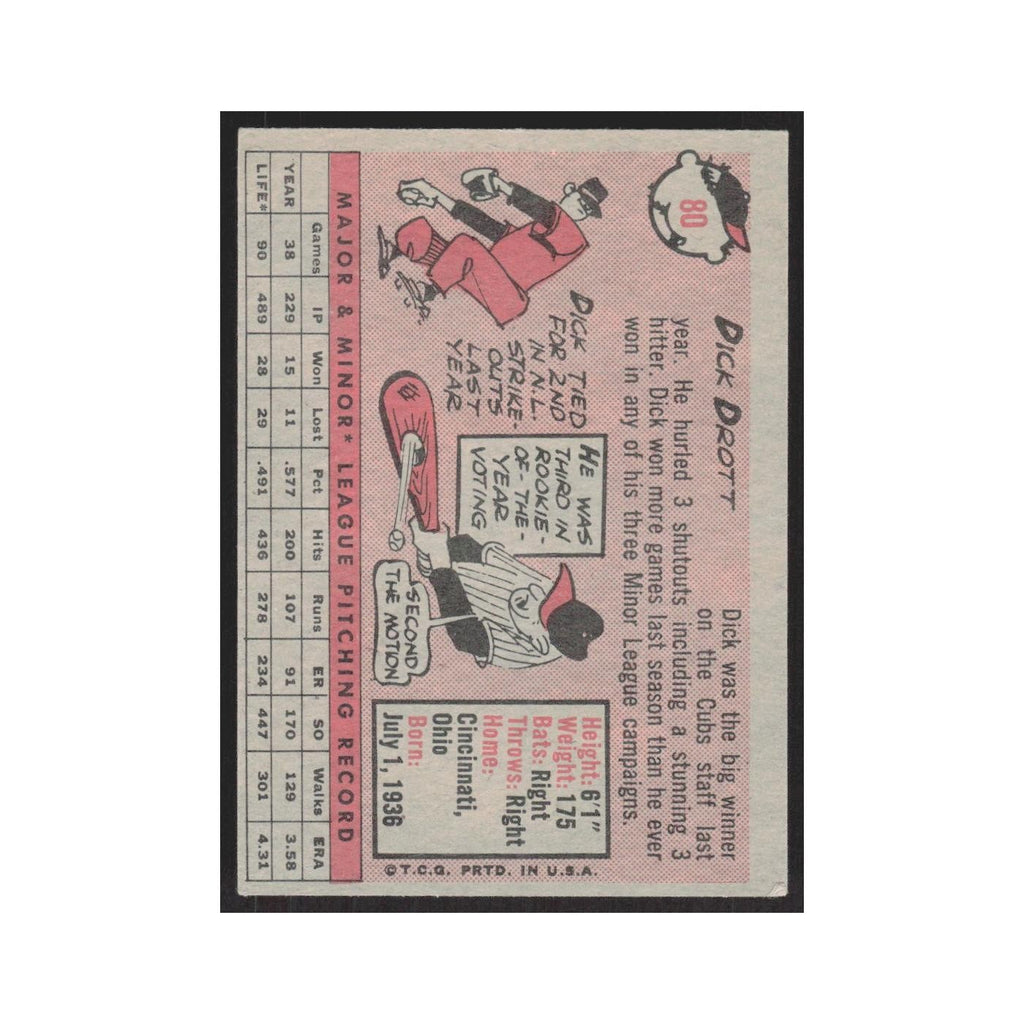 1958 Topps Dick Drott Cubs #80
