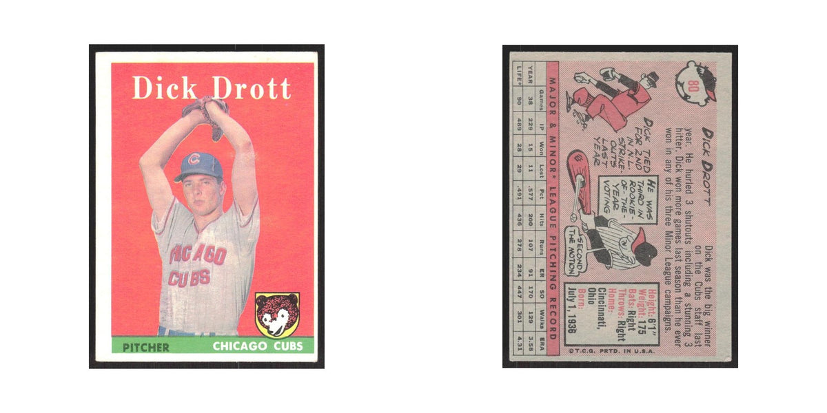 1958 Topps Dick Drott Cubs #80