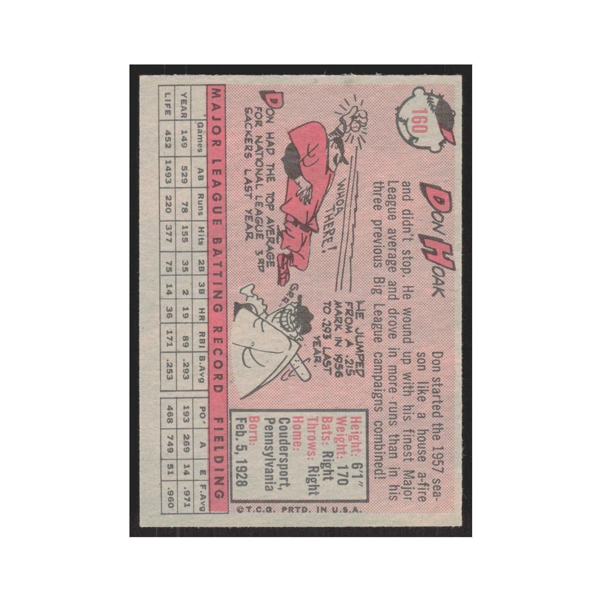 1958 Topps Don Hoak Reds #160
