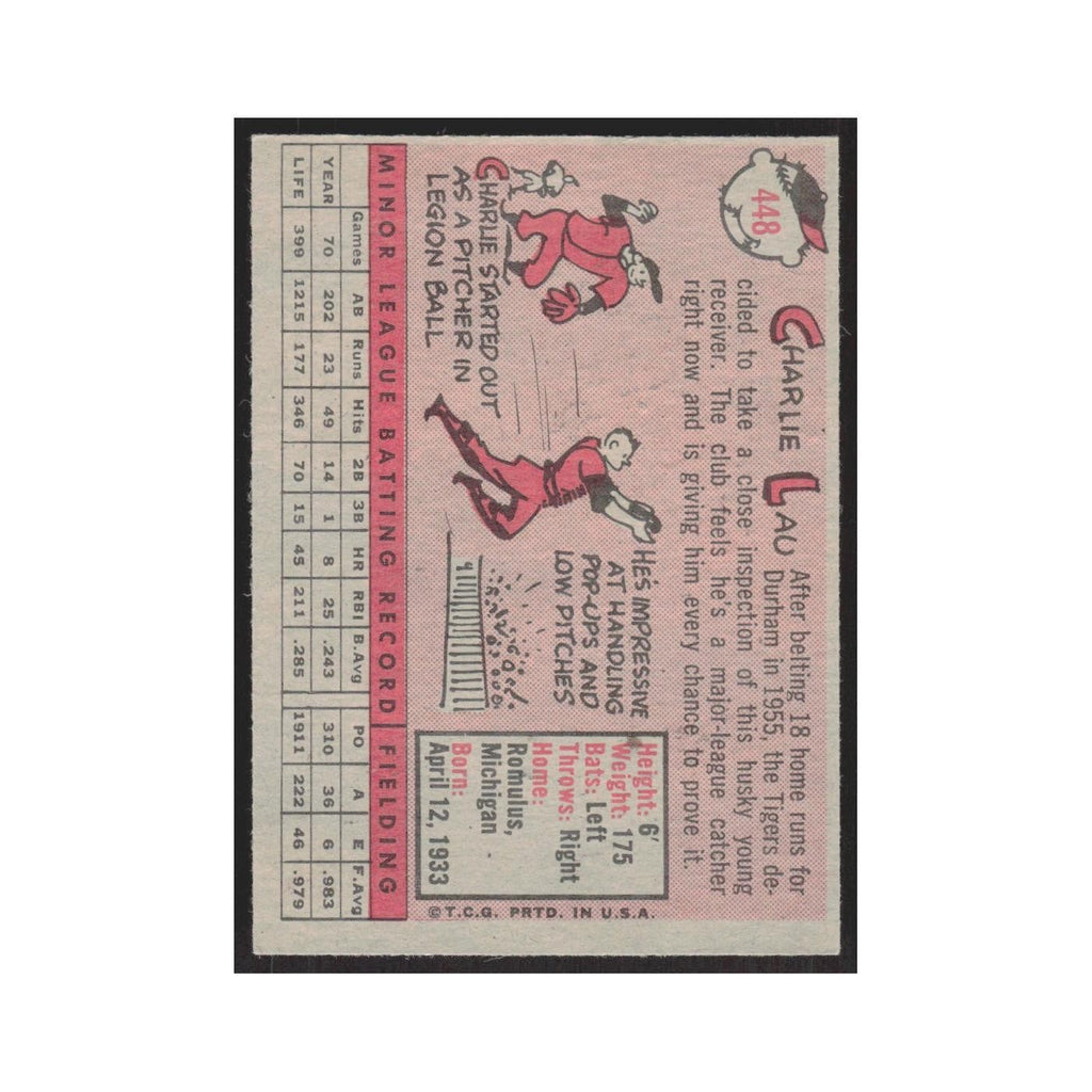 1958 Topps Charlie Lau RC Tigers #448