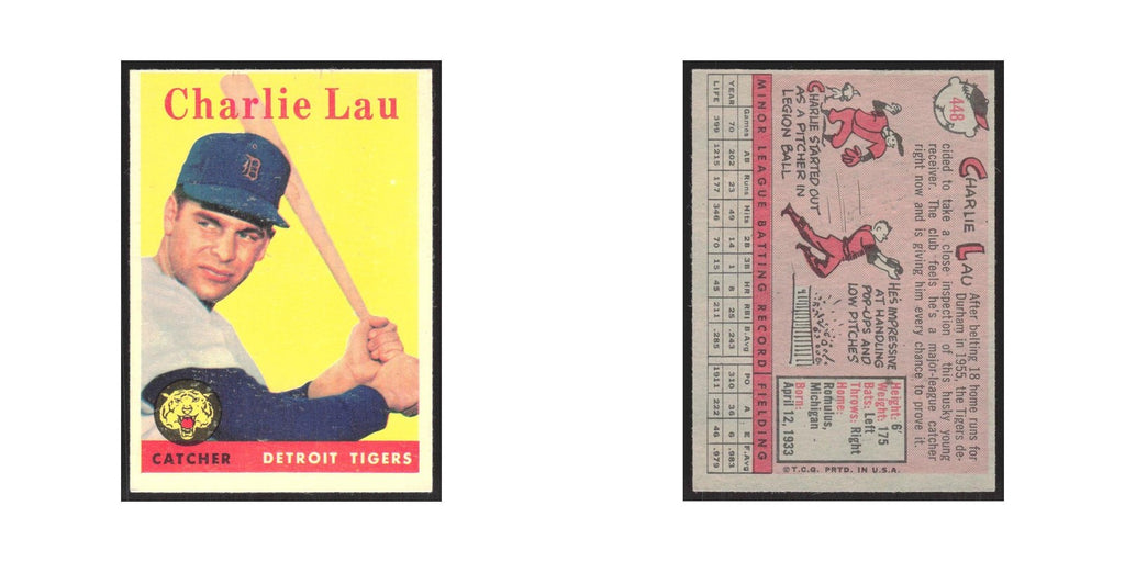 1958 Topps Charlie Lau RC Tigers #448