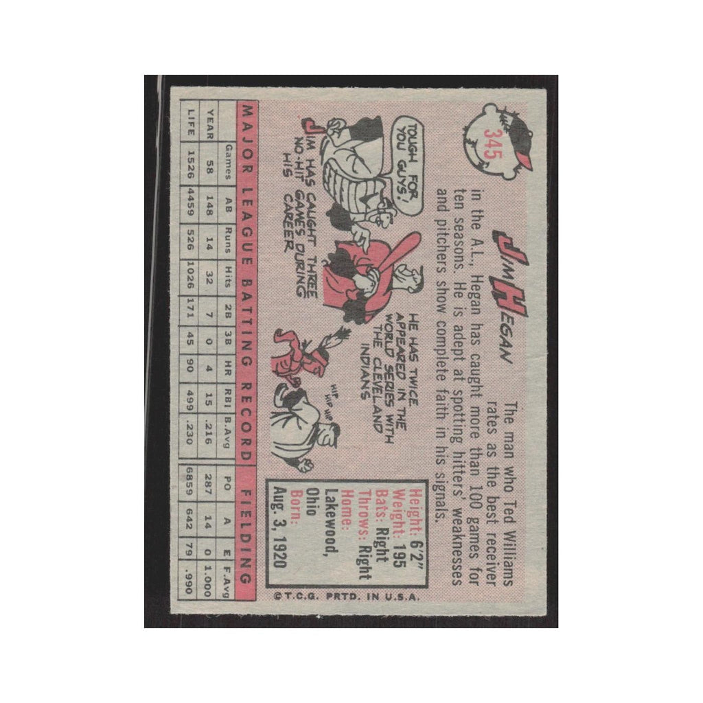 1958 Topps Jim Hegan Tigers #345