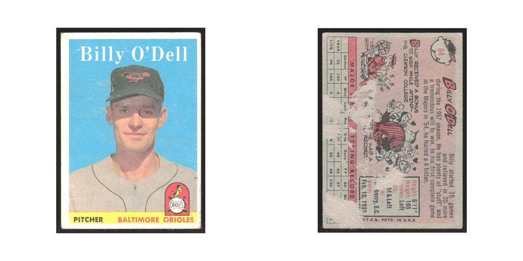 1958 Topps Billy O'Dell Orioles #84