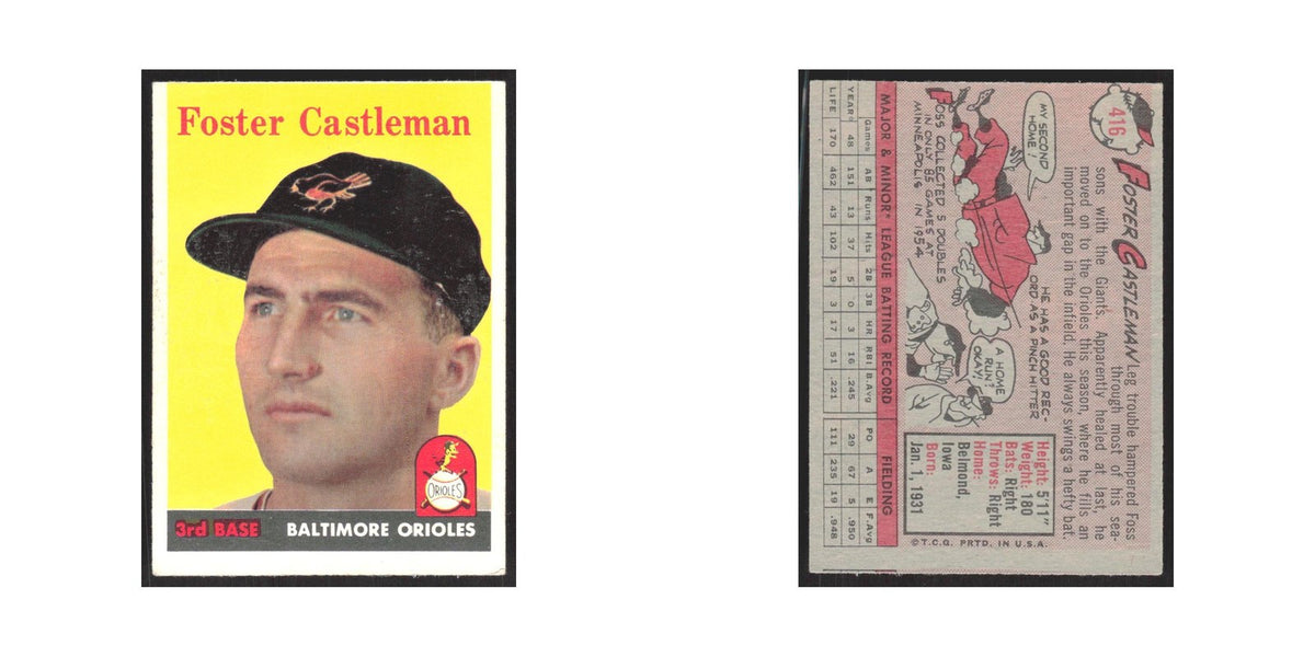 1958 Topps Foster Castleman Orioles #416