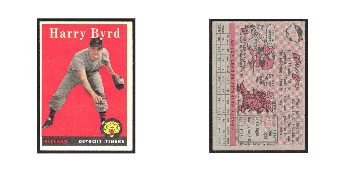 1958 Topps Harry Byrd Tigers #154