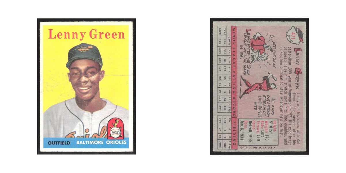 1958 Topps Lenny Green RC Orioles #471