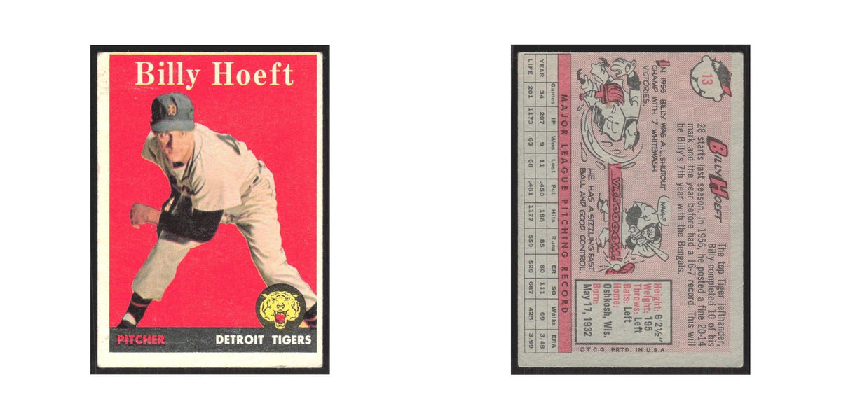 1958 Topps Billy Hoeft Tigers #13