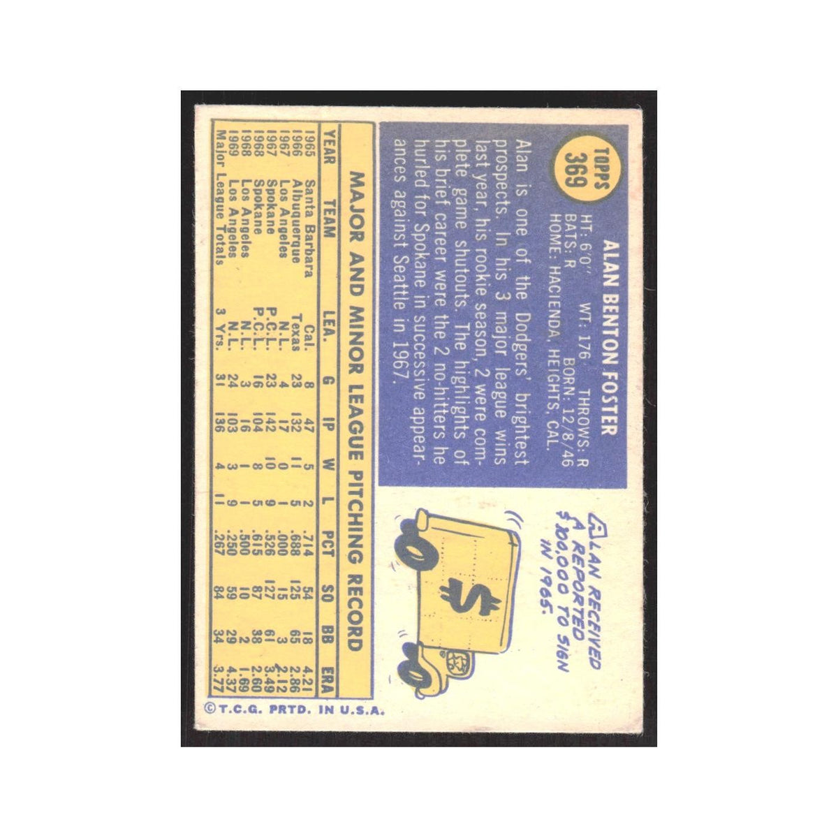 1970 Topps Alan Foster Dodgers #369