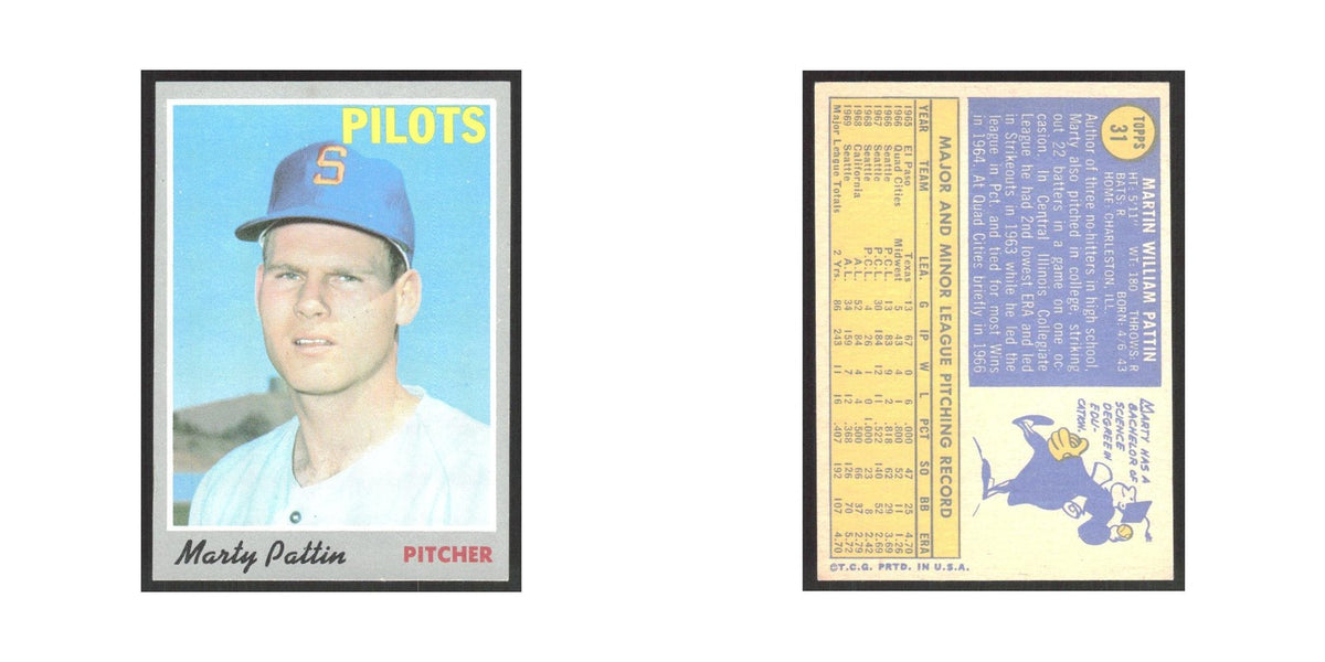 1970 Topps Marty Pattin Seattle Pilots #31