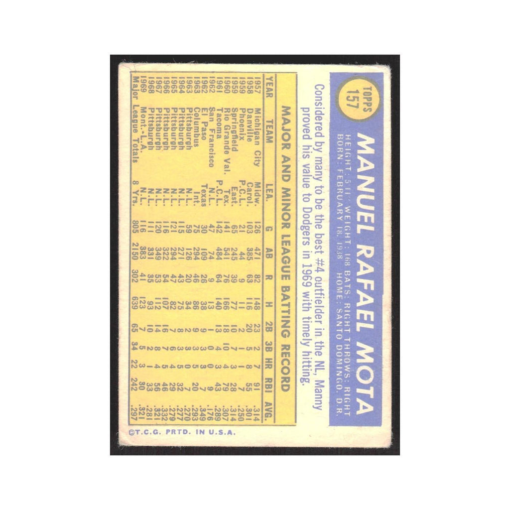 1970 Topps Manny Mota Dodgers #157