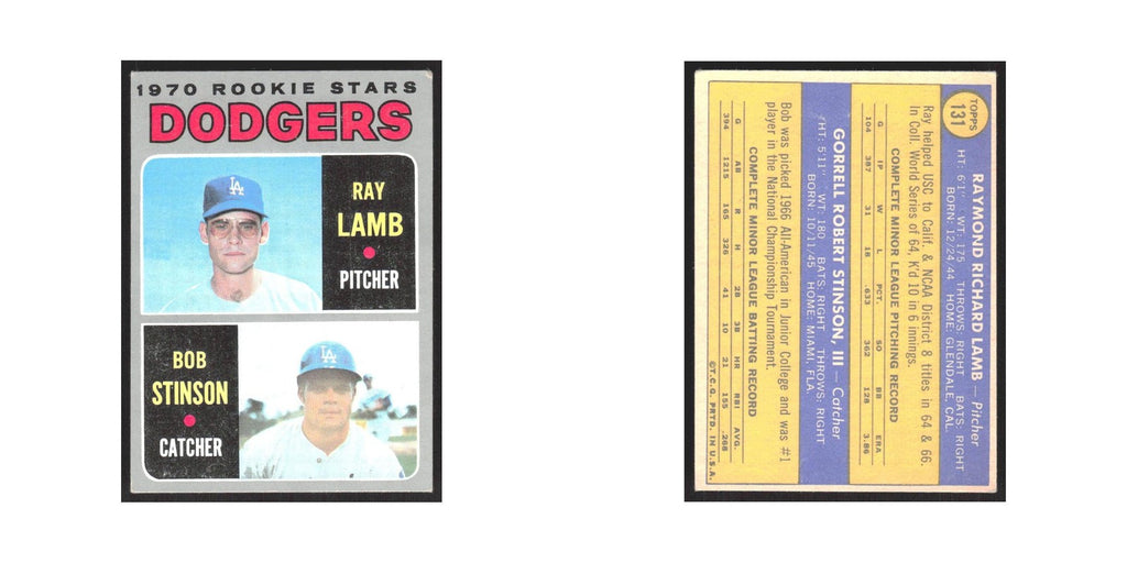1970 Topps Dodgers 1970 Rookie Stars - Ray Lamb/Bob Stinson RC Dodgers #131
