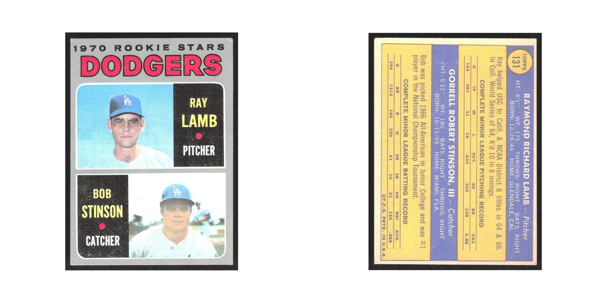 1970 Topps Dodgers 1970 Rookie Stars - Ray Lamb/Bob Stinson RC Dodgers #131