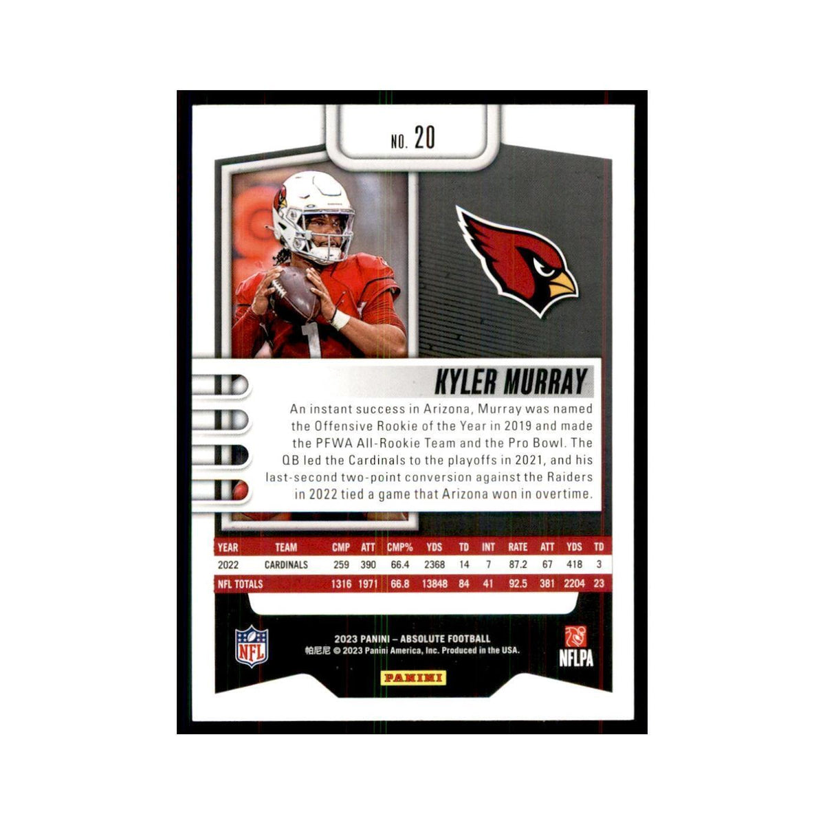 2023 Panini Absolute Kyler Murray Cardinals #20