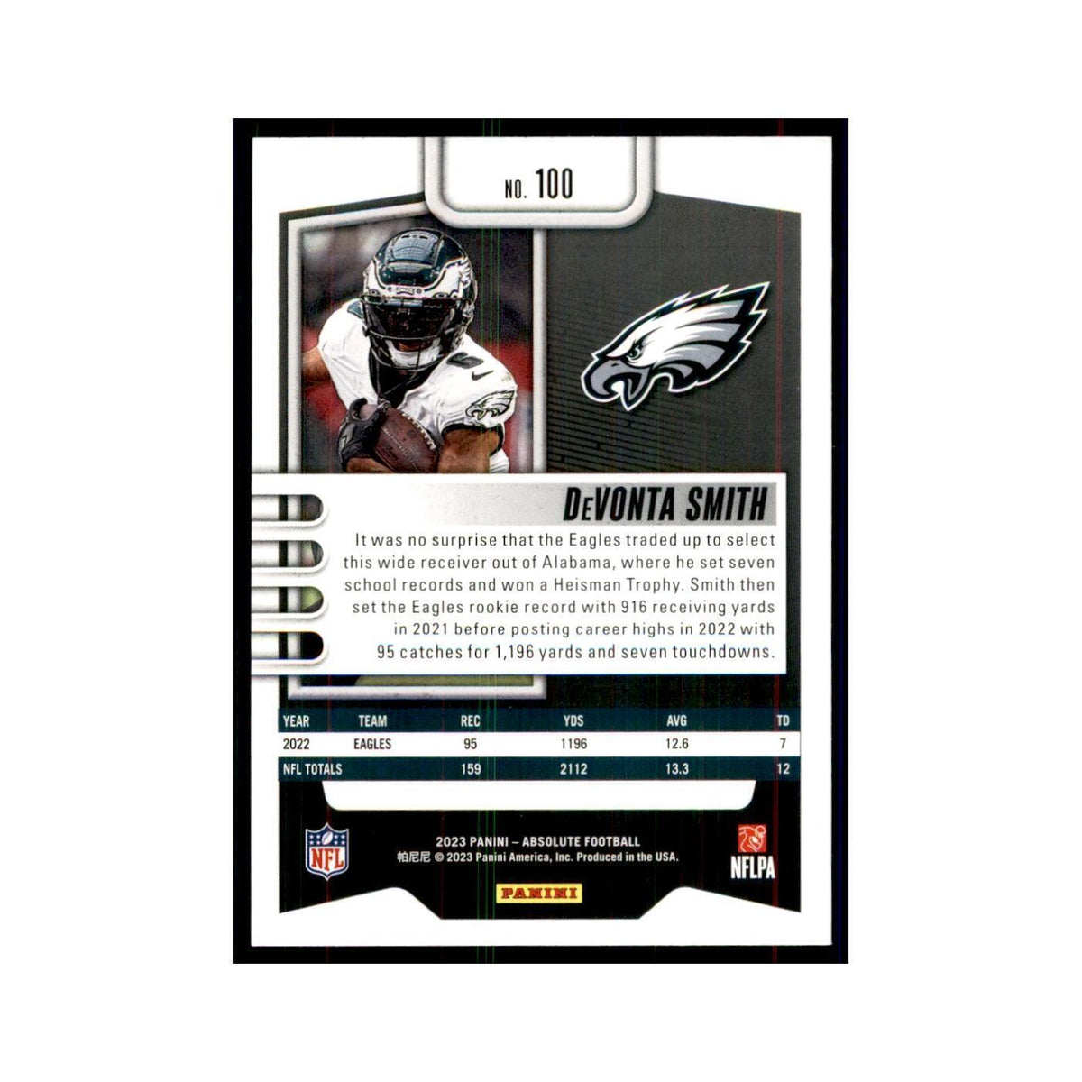 2023 Panini Absolute DeVonta Smith Eagles #100