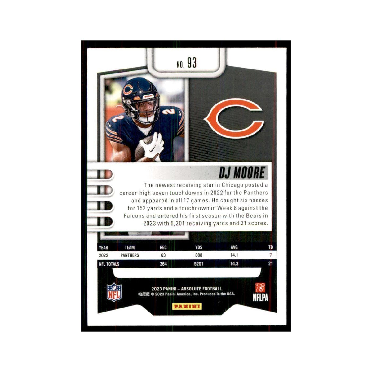 2023 Panini Absolute DJ Moore Bears #93