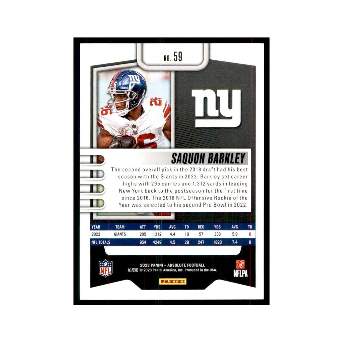 2023 Panini Absolute Saquon Barkley Giants #59