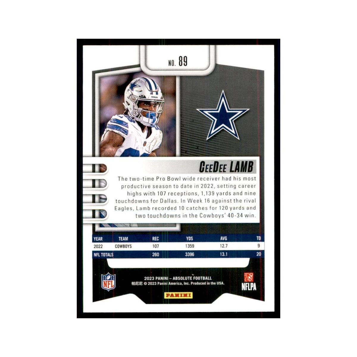 2023 Panini Absolute CeeDee Lamb Cowboys #89