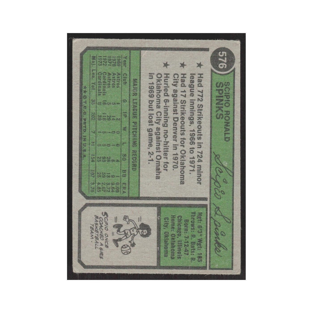 1974 Topps Scipio Spinks Cardinals #576