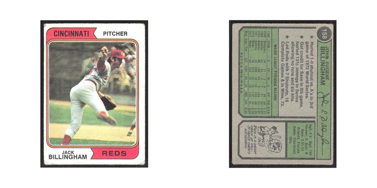 1974 Topps Jack Billingham Reds #158