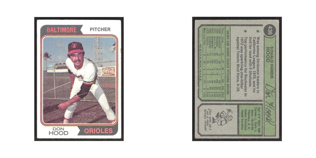 1974 Topps Don Hood RC Orioles #436