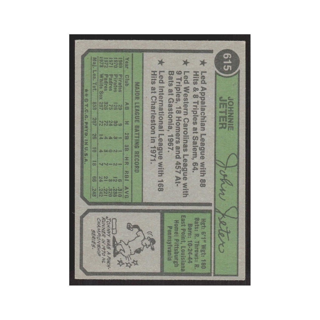 1974 Topps Johnny Jeter White Sox #615