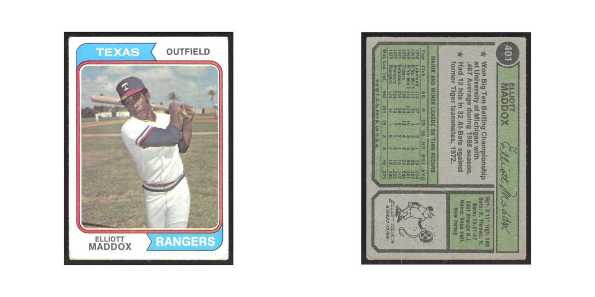 1974 Topps Elliott Maddox Rangers #401