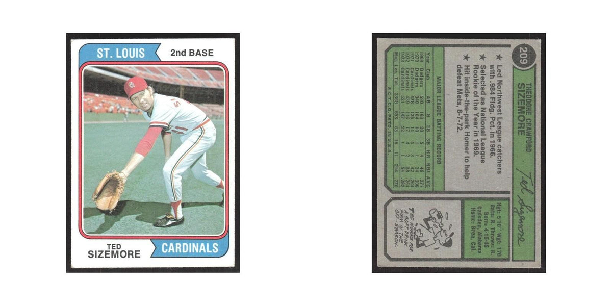 1974 Topps Ted Sizemore Cardinals #209