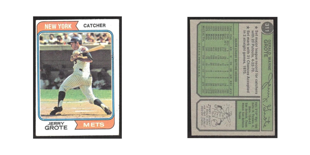 1974 Topps Jerry Grote Mets #311