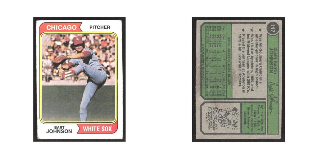 1974 Topps Bart Johnson White Sox #147