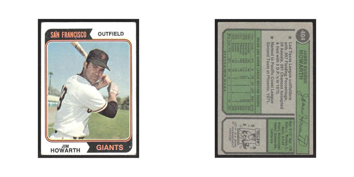 1974 Topps Jim Howarth Giants #404