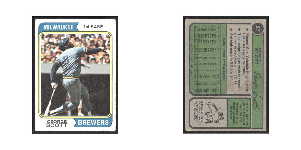 1974 Topps George Scott Brewers #27
