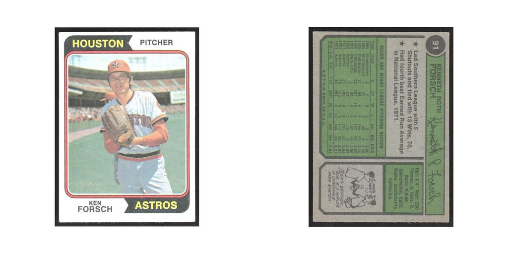 1974 Topps Ken Forsch Astros #91