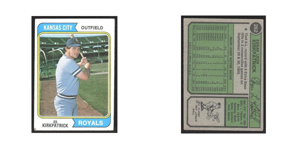 1974 Topps Ed Kirkpatrick Royals #262
