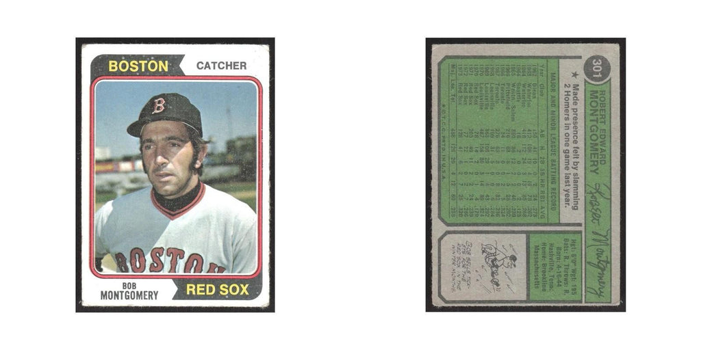 1974 Topps Bob Montgomery Red Sox #301
