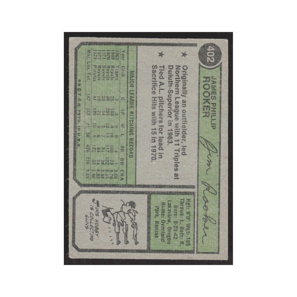 1974 Topps Jim Rooker Pirates #402