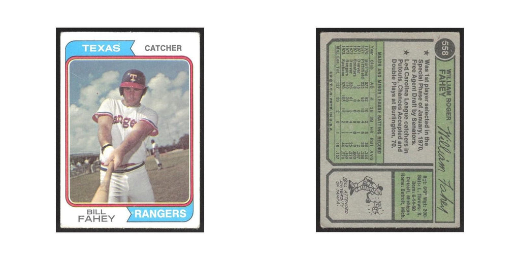 1974 Topps Bill Fahey Rangers #558