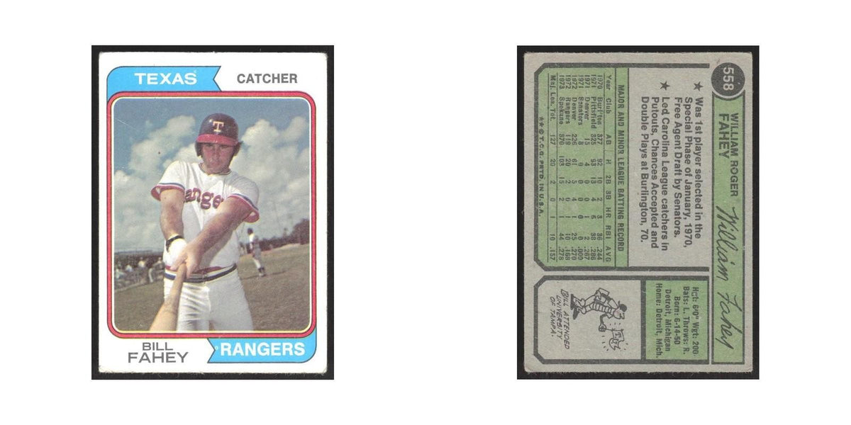 1974 Topps Bill Fahey Rangers #558